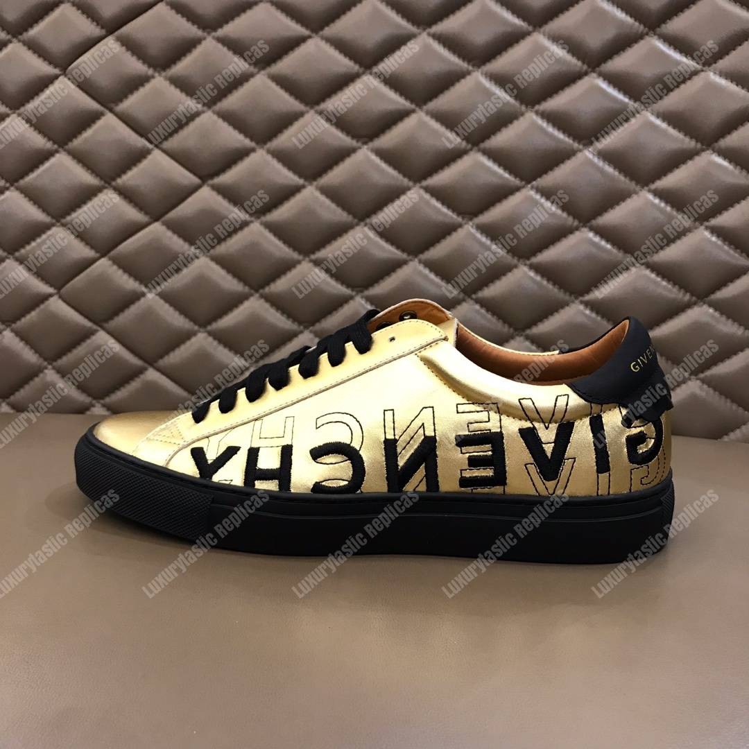 Givenchy Shading Sneakers In Metallized Leather Gold