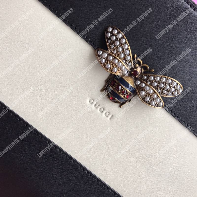 G*u*i bee leather pouch bag white/black