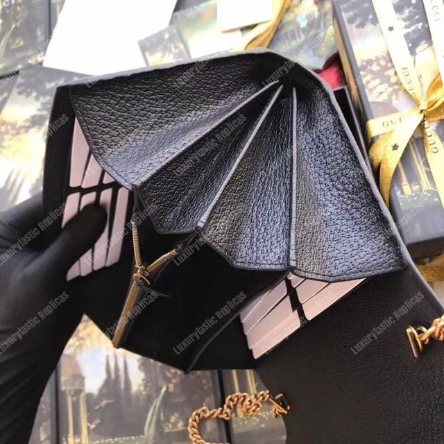 G*u*i embroidered leather mini shoulder bag black