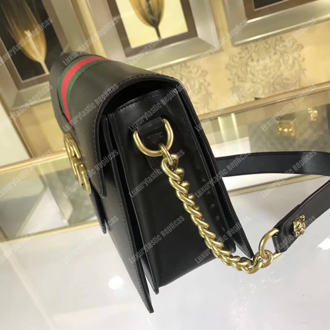 G*u*i gg marmont stylish striped canvas bag black