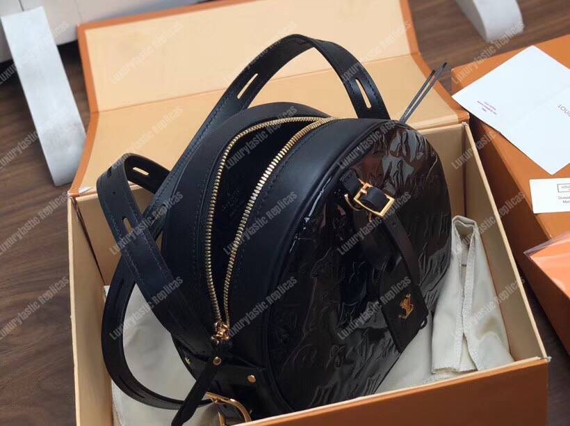 LV Boite Chapeau Souple Monogram Vernis Leather Noir