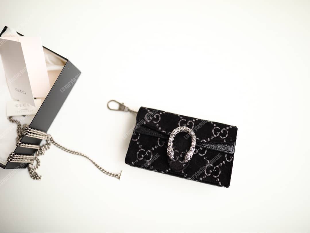 G*u*i dionysus gg velvet super mini bag black
