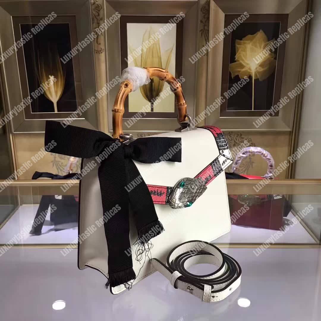 G*u*i lilith leather top handle bag white