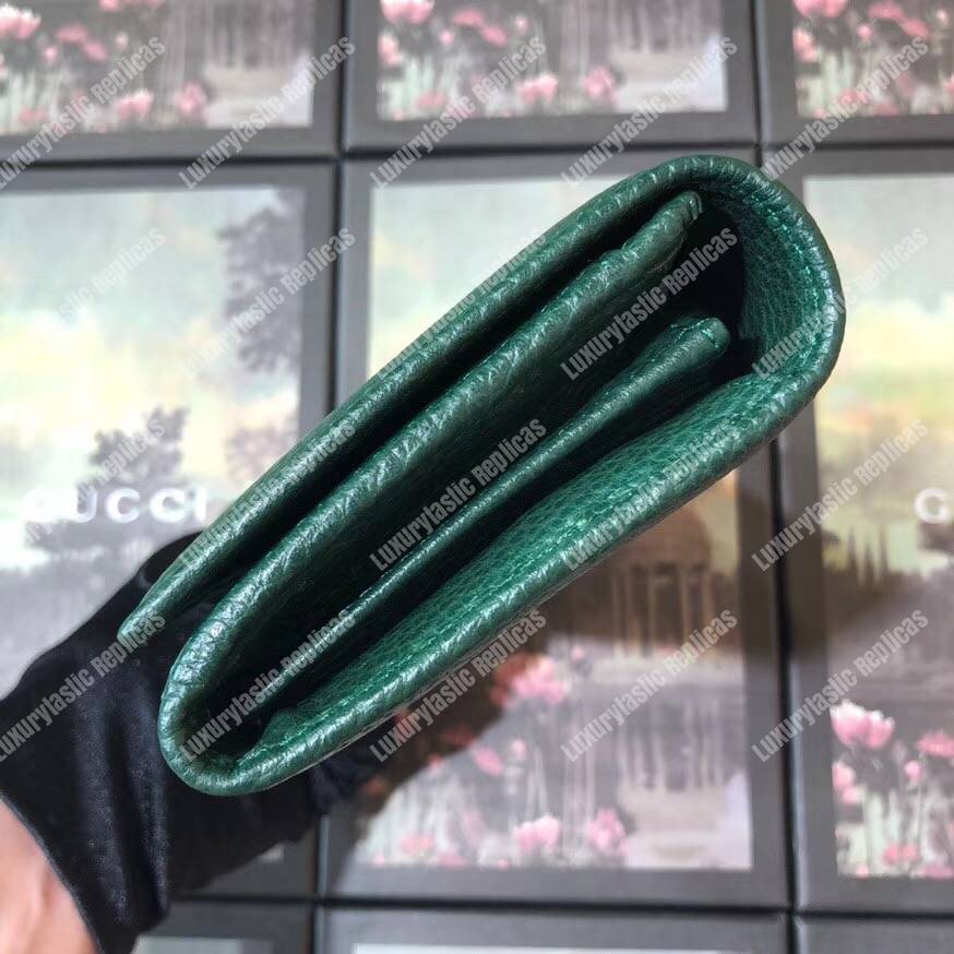 G*u*i garden leather continental wallet green with butterfly