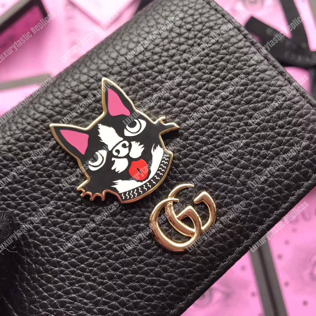 G*u*i leather card case with bosco black