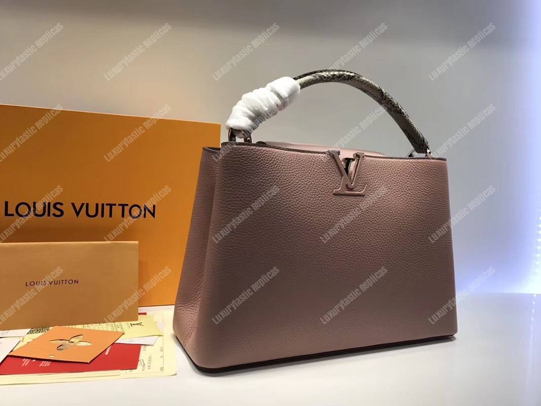 LV Capucines MM Taurillon And Python Leather Magnolia