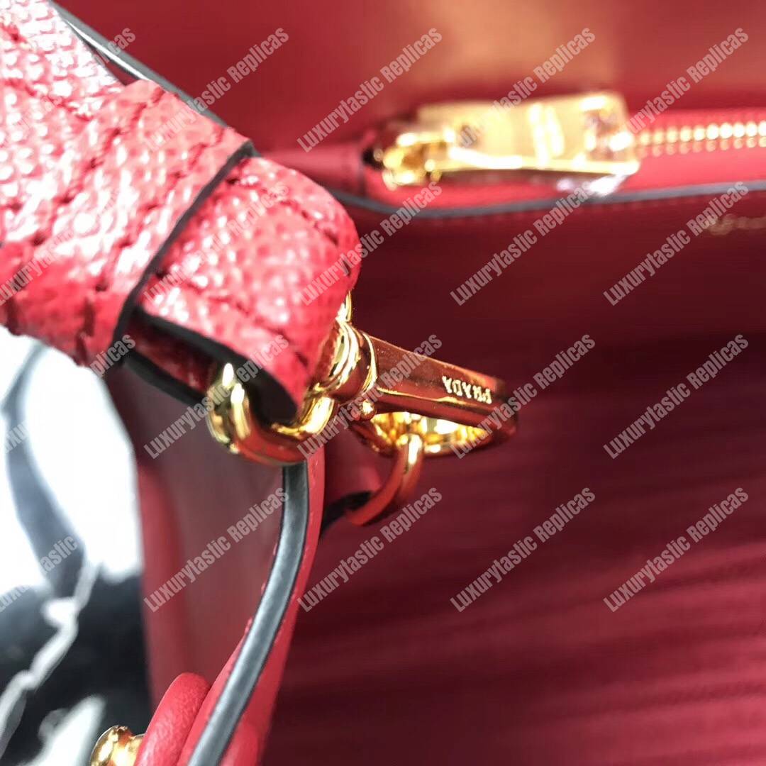 Pra*a monochrome saffiano leather bag red