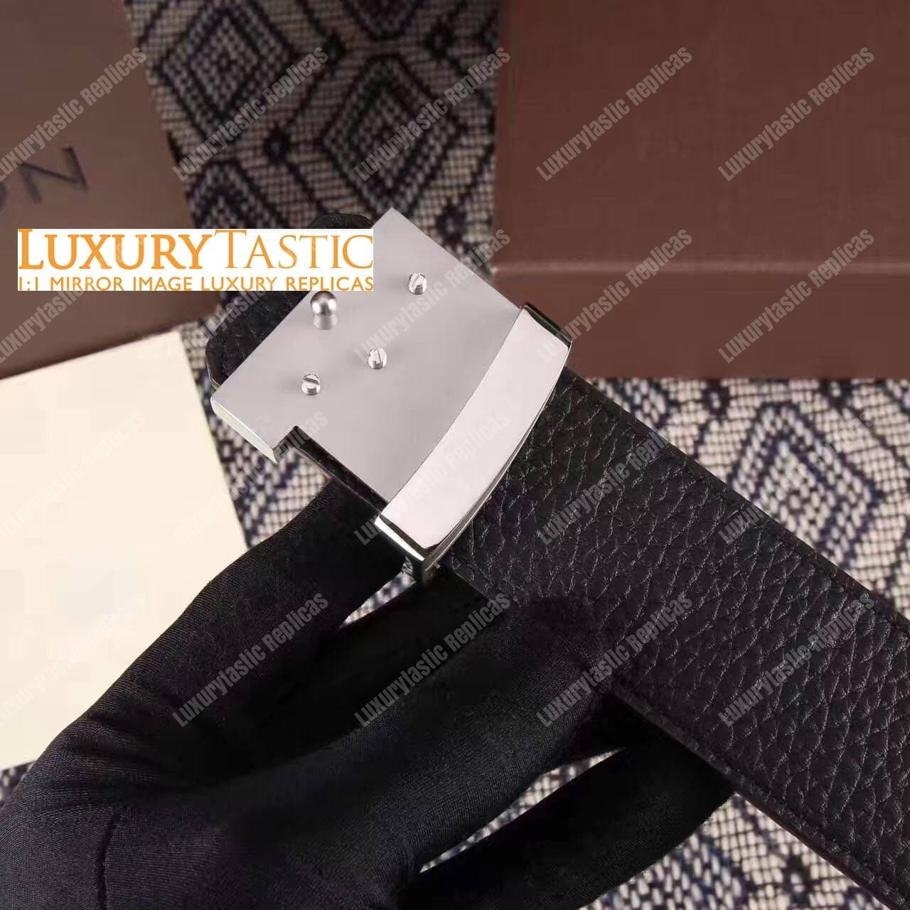 LV Silver Initiales 40MM Reversible Leather Belt