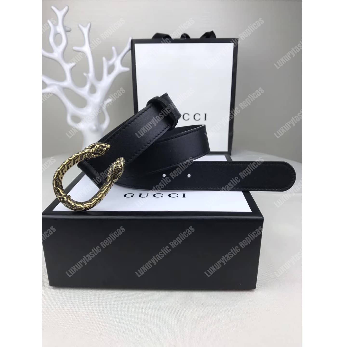 G*u*i leather belt with dionysus buckle