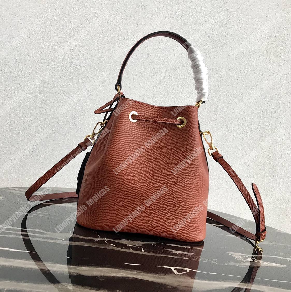 Pra*a saffiano leather bucket bag clay