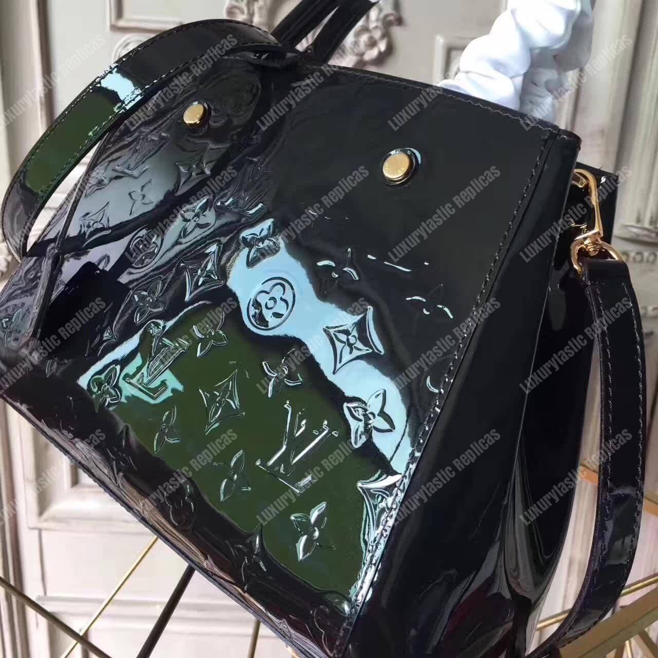 LV Montaigne BB Tote Bag Monogram Vernis Black