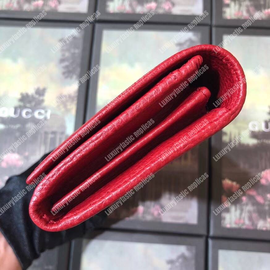 G*u*i garden leather continental wallet red with butterfly