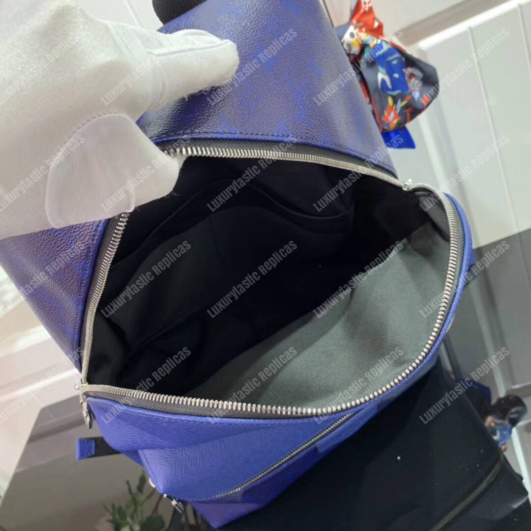 LV Discovery Backpack PM Taiga Leather Monogram Cobalt