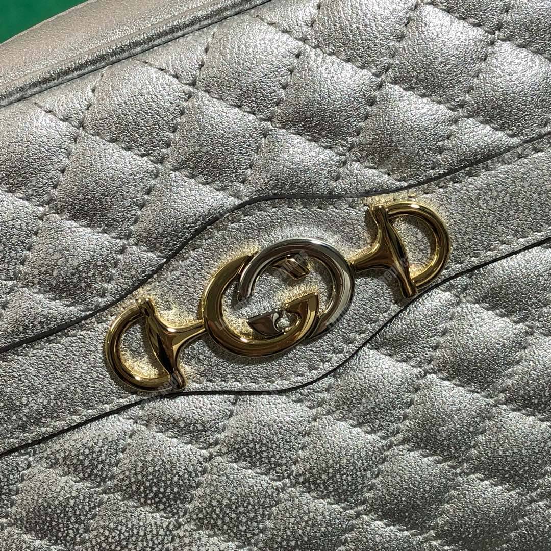 G*u*i mini laminated leather bag silver