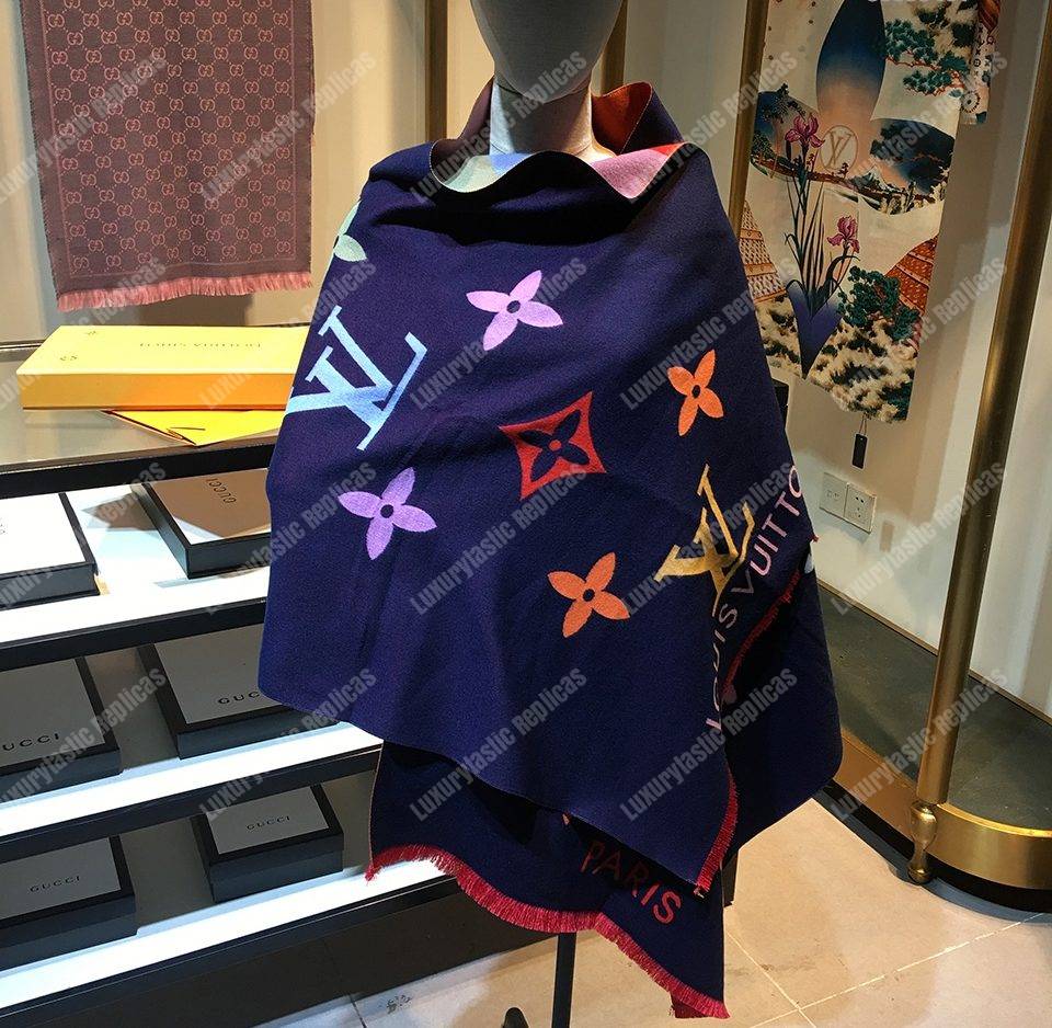 LV Reykjavik Scarf Cashmere & Wool Blue Multicolor