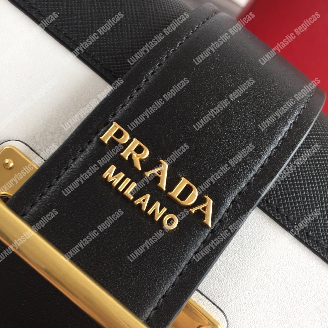Pra*a cahier leather shoulder bag white
