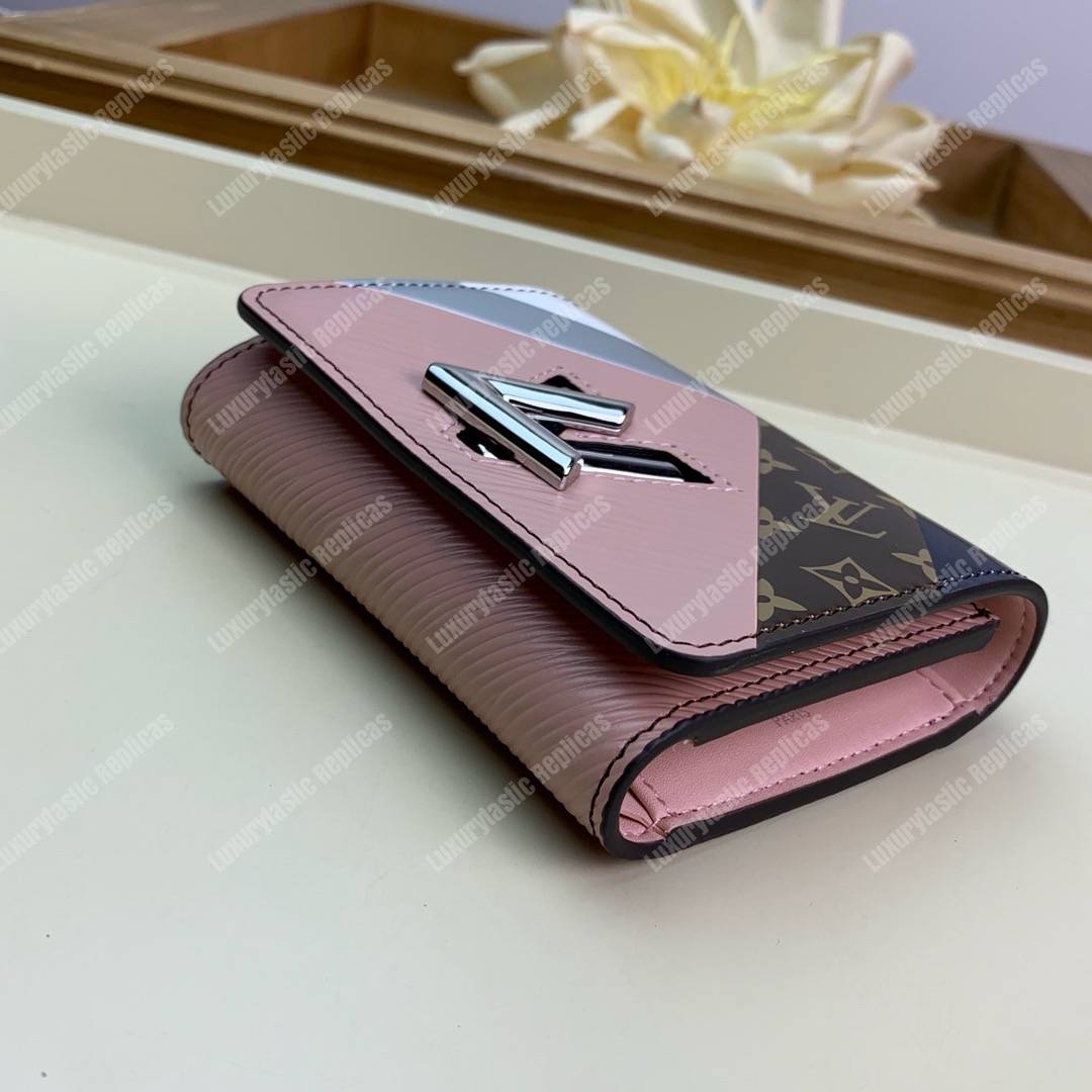 LV Twist Compact Wallet Epi Leather Monogram Blanc Rose