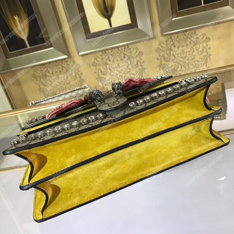 G*u*i dionysus crystal and pink bow shoulder bag