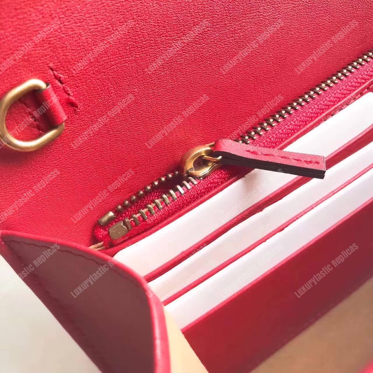 G*u*i gg marmont leather mini chain bag hibiscus red