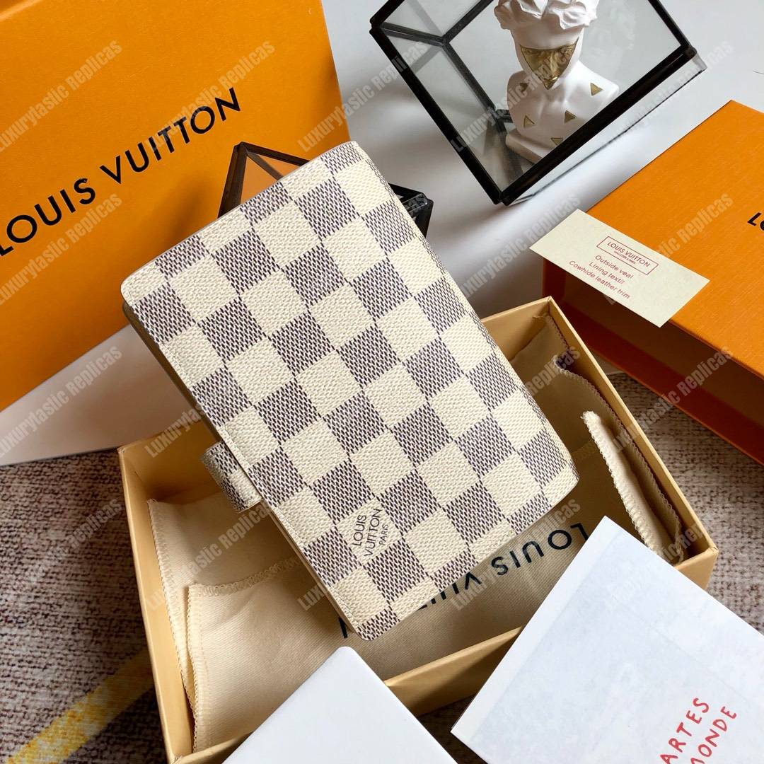 LV Small Ring Agenda Cover Damier Ebene White