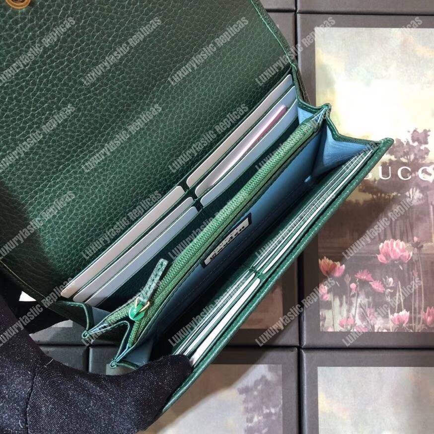G*u*i garden leather continental wallet green with butterfly