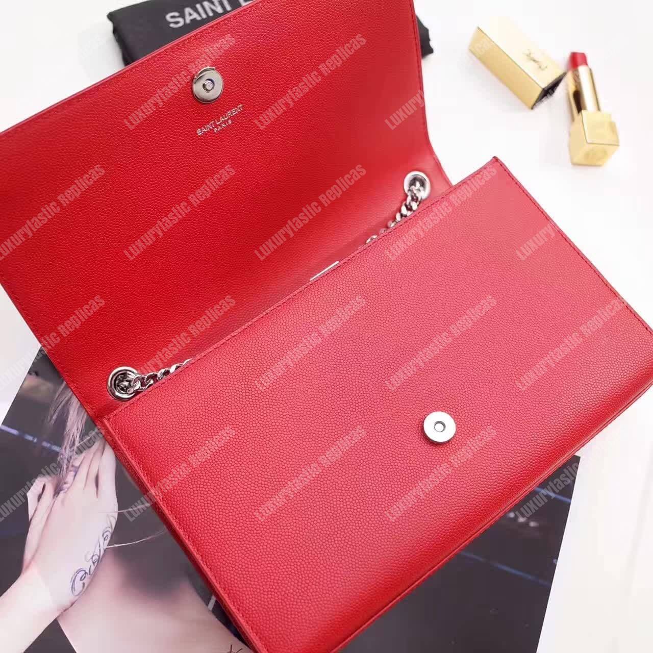 Saint Laurent Kate Medium In Grain De Poudre Embossed Leather Red