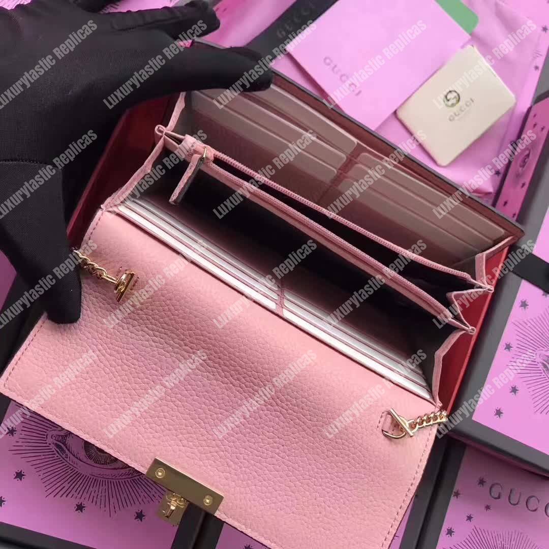 G*u*i padlock continental wallet pink