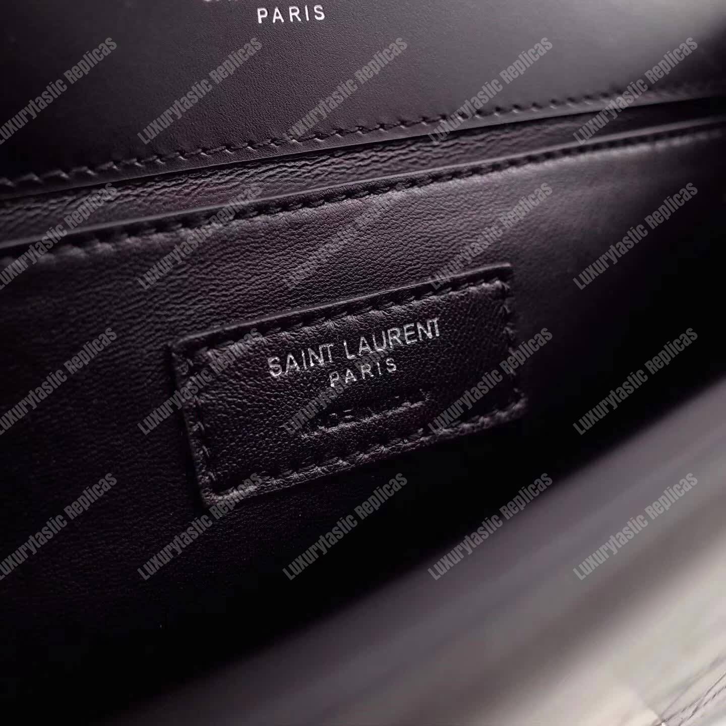 Saint Laurent Small Babylone Satchel Black Crocodile Embossed Leather
