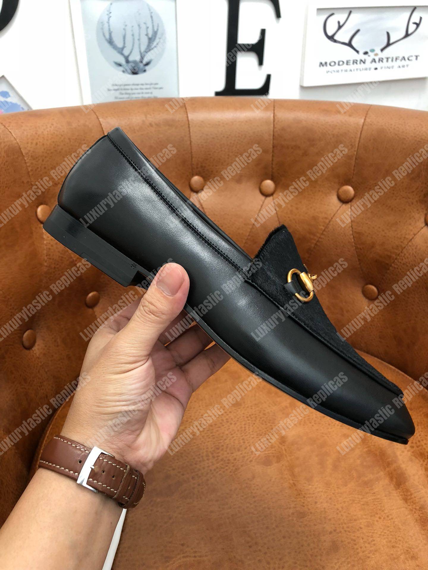 G*u*i jordaan velvet loafer black