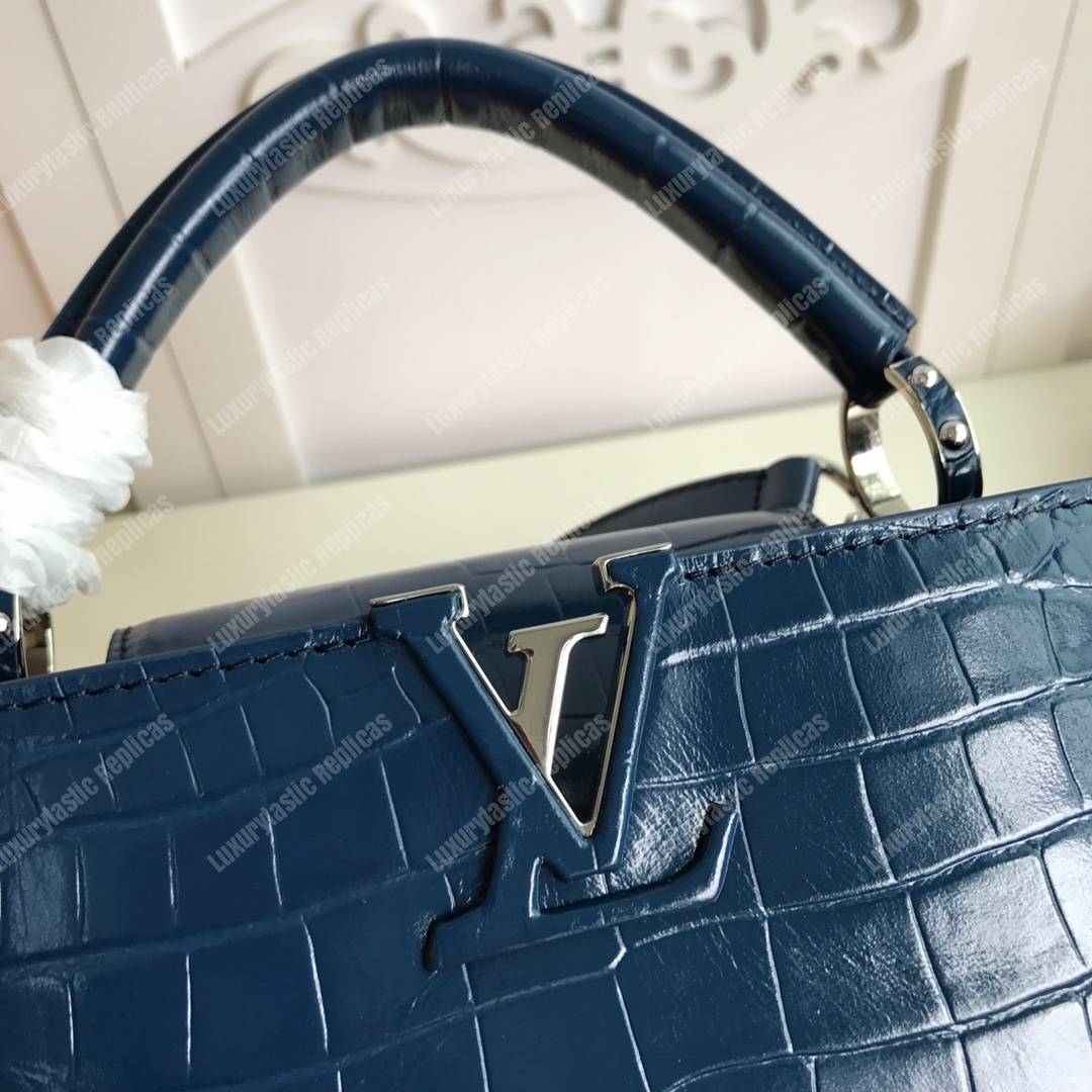 LV Capucines Mini Crocodilien Brillant Bleu ocean