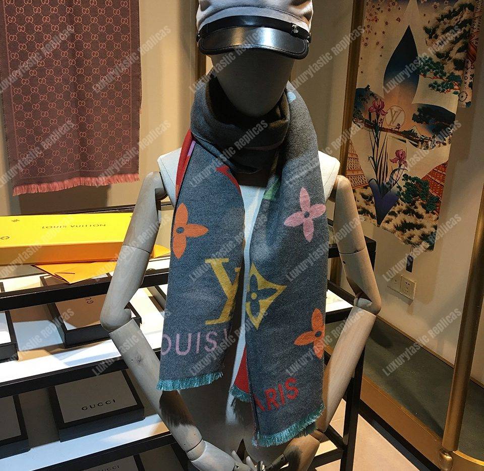 LV Reykjavik Scarf Cashmere & Wool Grey Multicolor