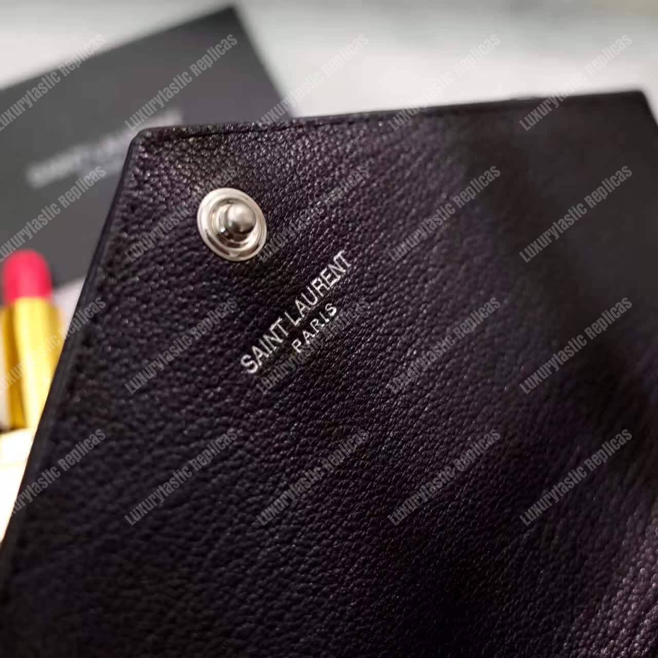 Saint Laurent Monogram Large Flap In Grain De Poudre Embossed Black