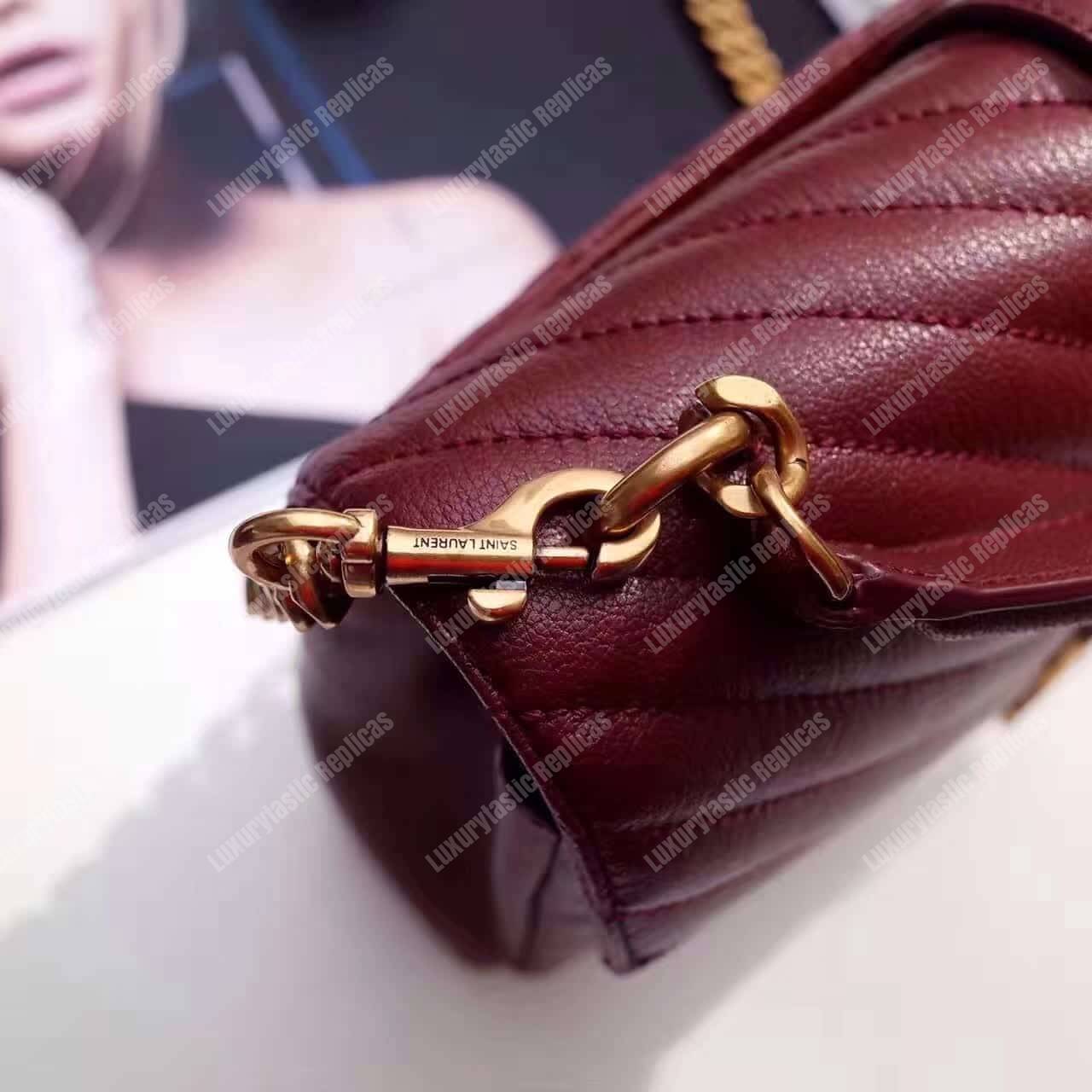 Saint Laurent Classic Medium College Monogram Dark Red Gold-Toned