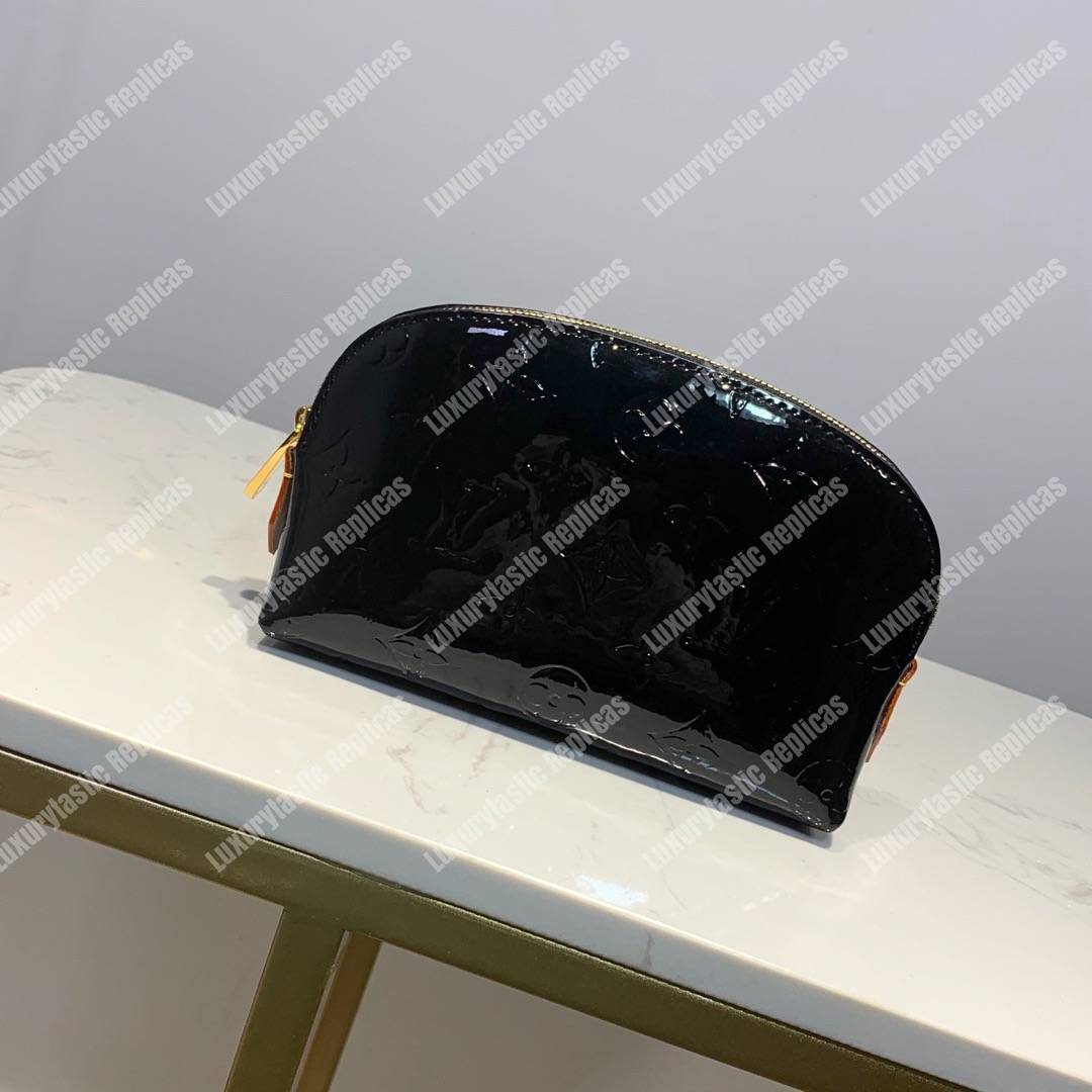 LV Cosmetic Pouch Vernis Leather Monogram Canvas Noir