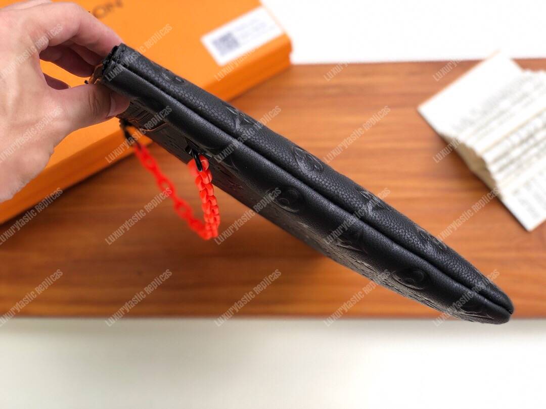 LV A4 Pouch Taurillon Leather Black