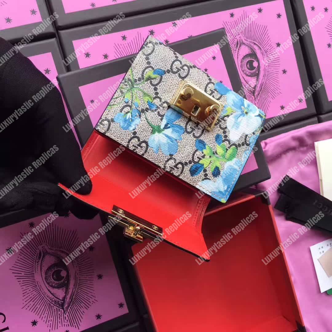 G*u*i gg blooms sup*e padlock wallet blue