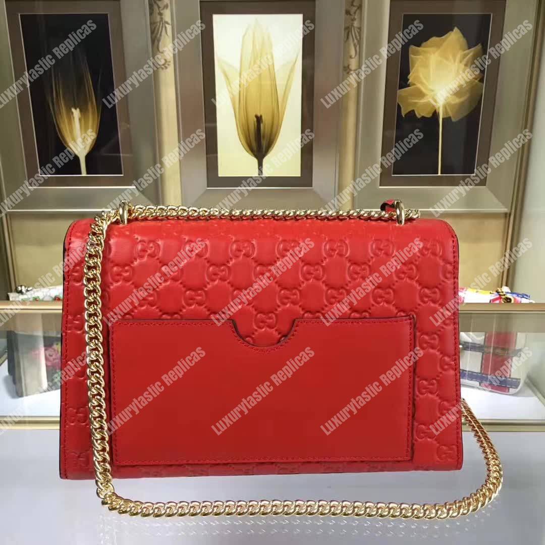 G*u*i padlock medium signature shoulder bag red