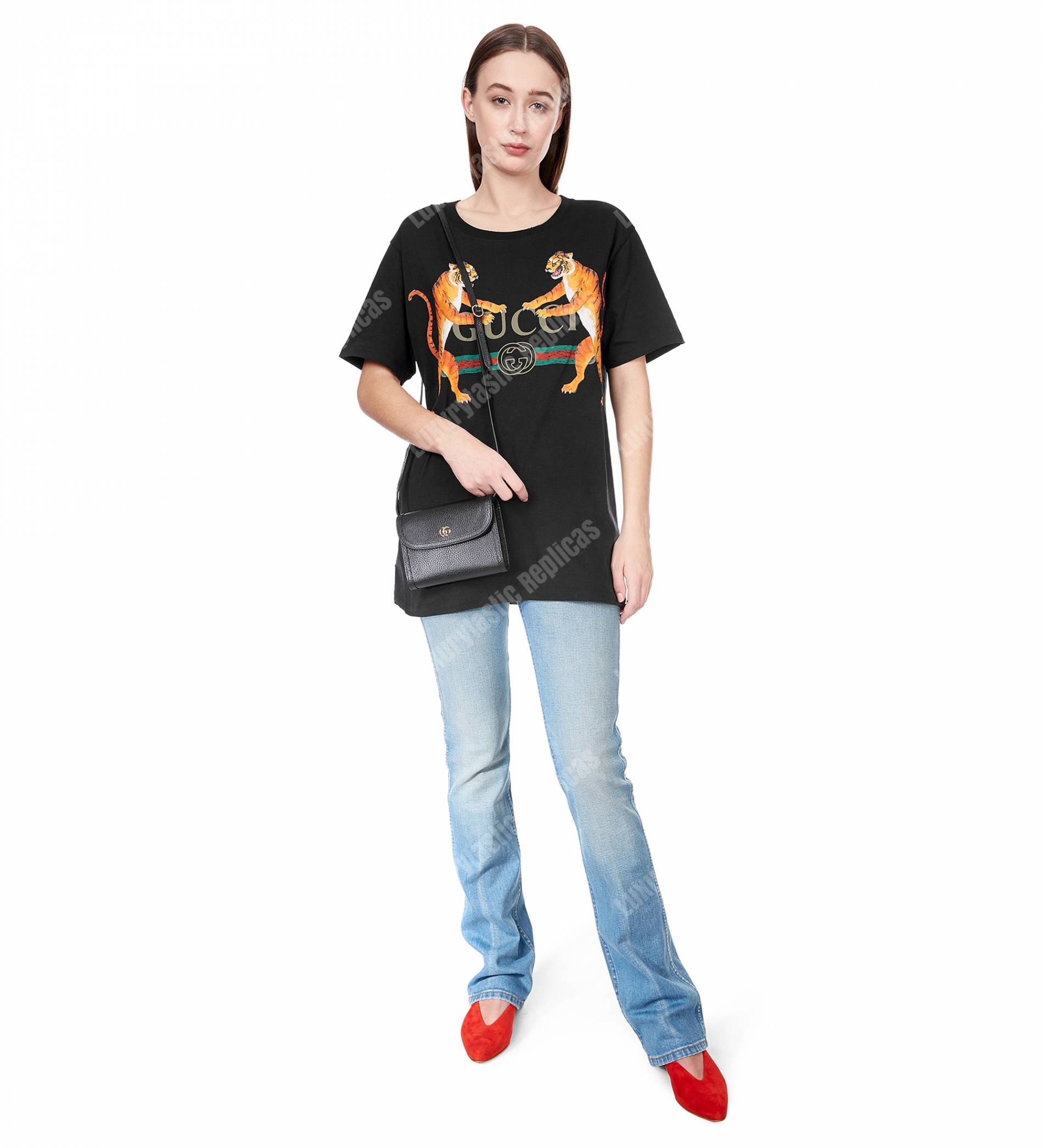 G*u*i gg calfskin mini shoulder flap bag black