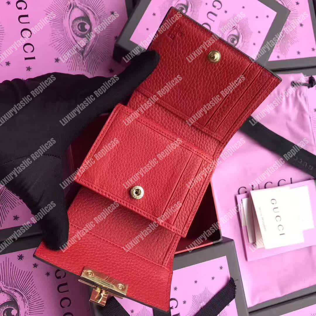 G*u*i padlock wallet hibiscus red