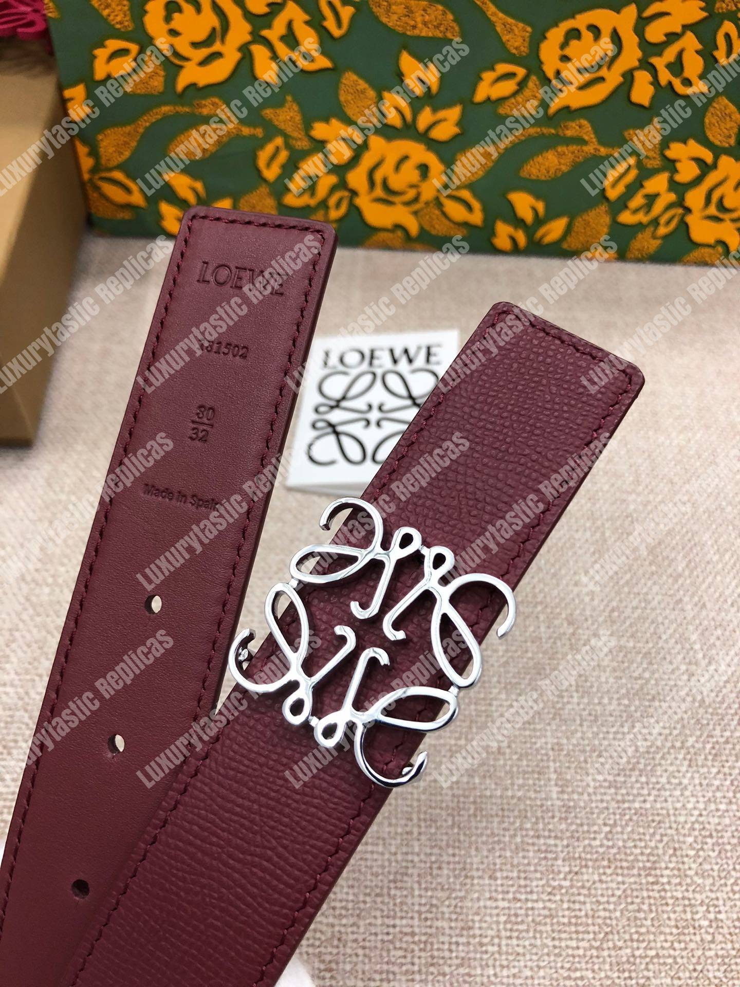 Loewe Anagram Belt 3.2Cm Maroon