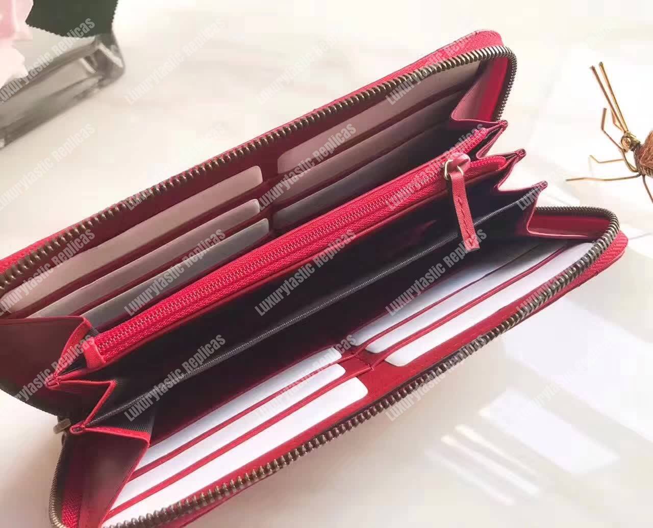 G*u*i gg marmont zip around wallet hibiscus red