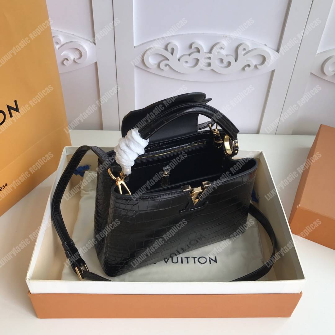 LV Capucines Mini Crocodilien Mat Black