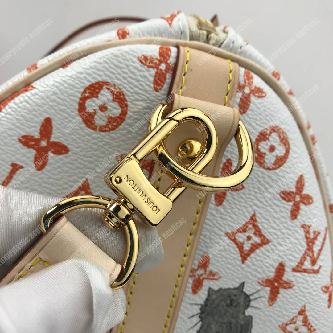 LV Speedy Bandouliere 30 Catogram White/Orange