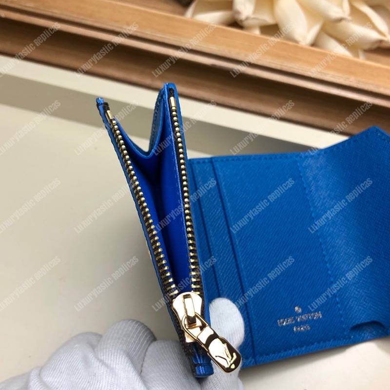 LV Zoé Wallet Monogram Bleu Jean colored leather