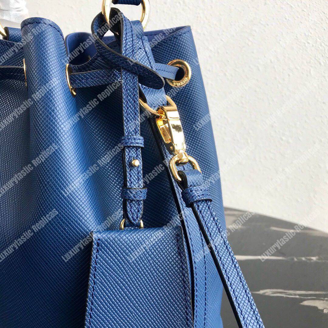 Pra*a saffiano leather bucket bag blue