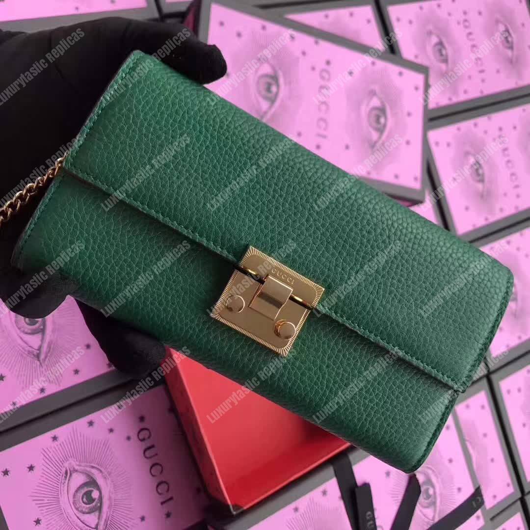 G*u*i padlock continental wallet emerald green