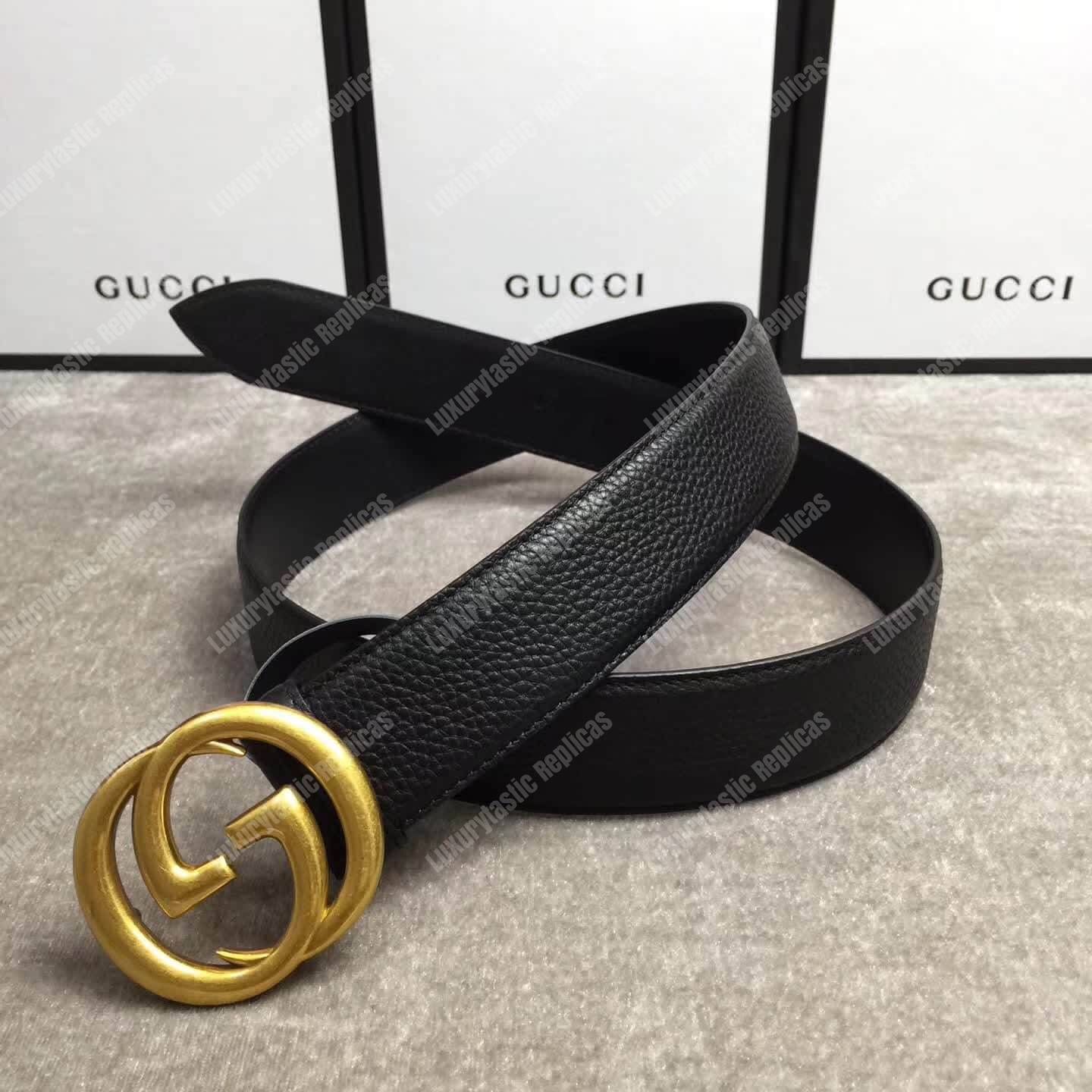 G*u*i leather belt with interlocking g buckle