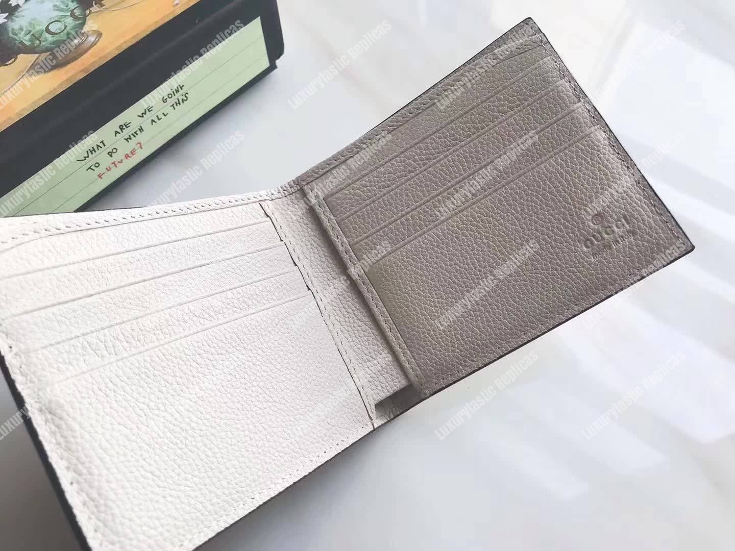 G*u*i print leather bi-fold wallet white