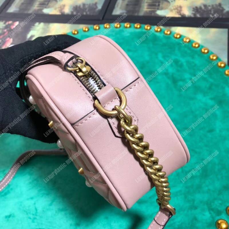 G*u*i gg marmont small matelassé shoulder bag with pearls magnolia