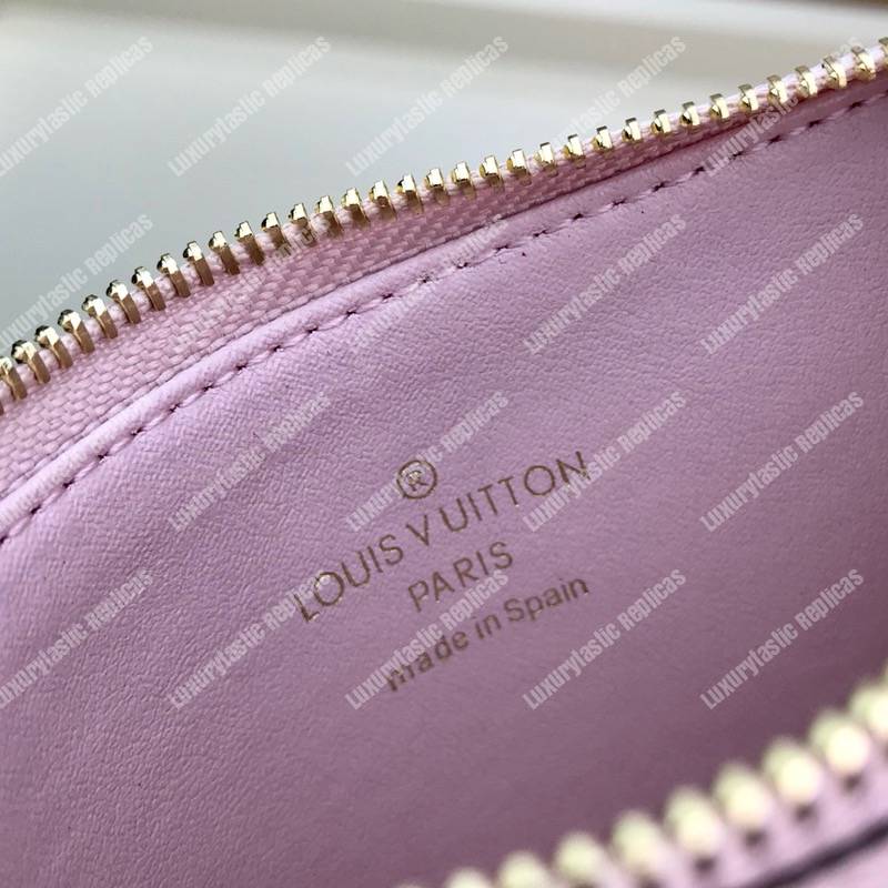 LV Zipped Card Holder Monogram Rose Ballerine